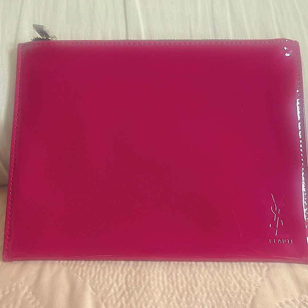 YSL Saint Laurent Pink Velour Clutch Bag
